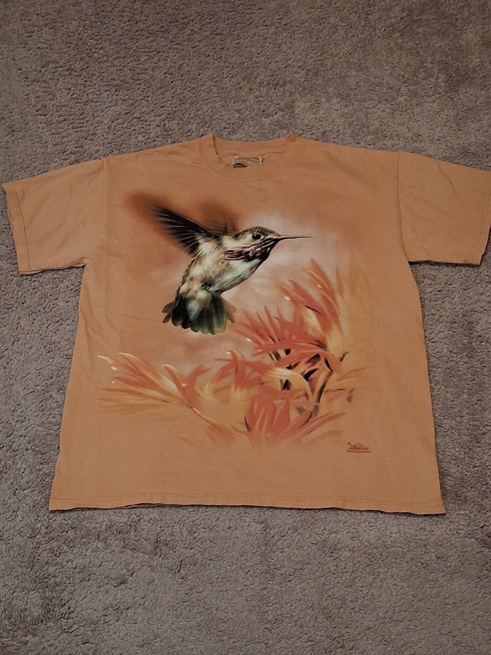 VIntage The Mountain Peach/Orange Hummingbird Short Sleeve Tee